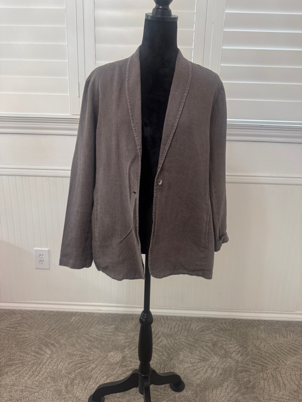Eileen Fisher Relaxed Open-Front Blazer in Taupe Brown
